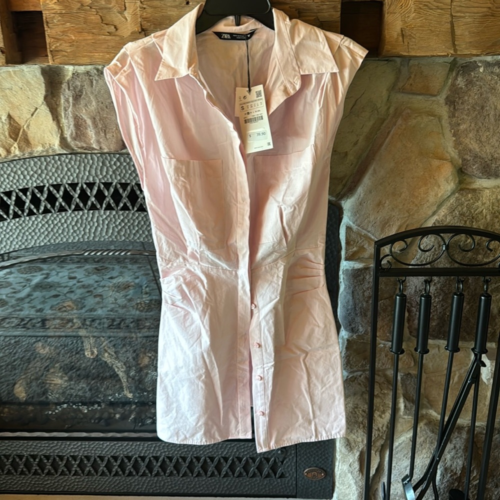 Zara pink shirt dress